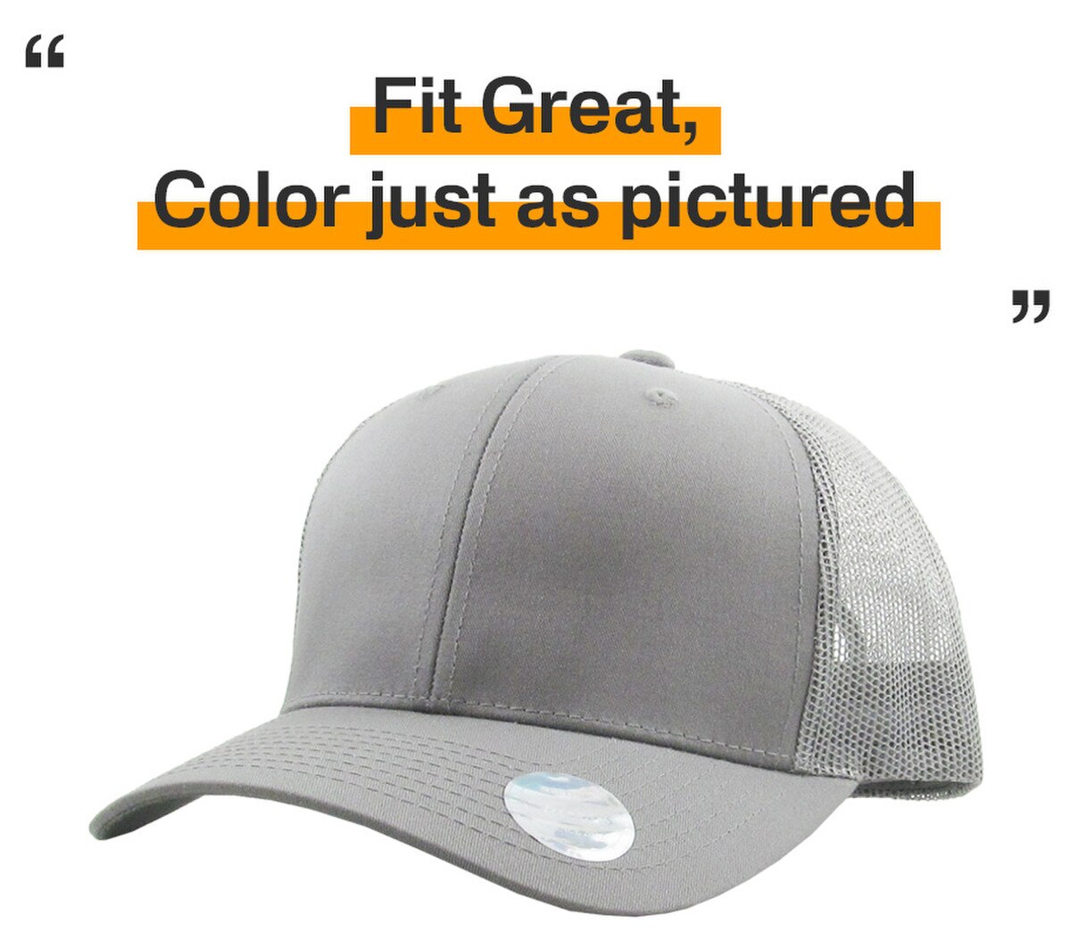 Light Gray Classic 6 Panel Trucker Mesh Snapback Side View Fit Great